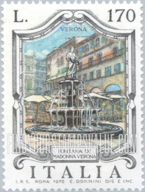 FindYourStampsValue: Fountain Type of 1973: Madonna Fountain, Verona