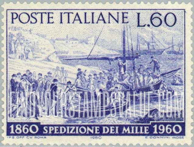 FindYourStampsValue: Volunteers embarking, Quarto, Genoa