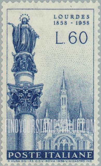 FindYourStampsValue: Immaculate Conception Statue, Rome, and Lourdes Basilica