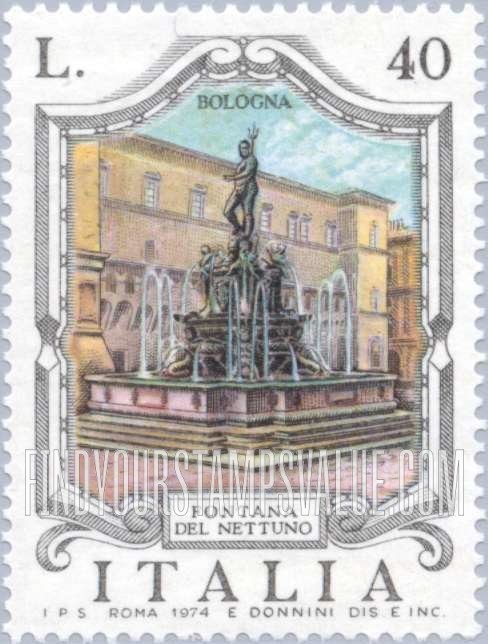 FindYourStampsValue: Fountain Type of 1973: Neptune Fountain, Bologna