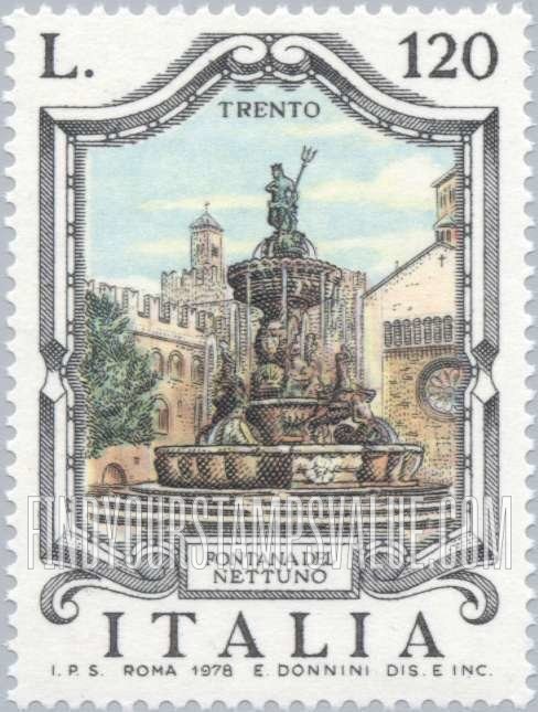 FindYourStampsValue: Fountain Type of 1973: Neptune Fountain, Trento