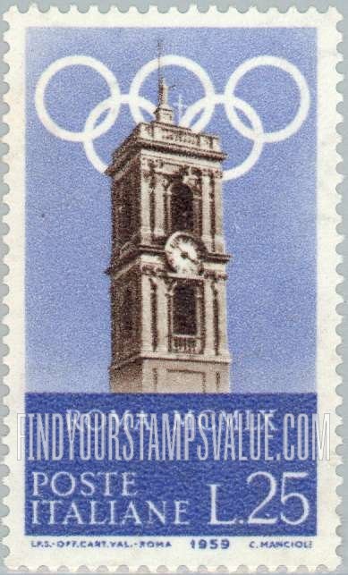 FindYourStampsValue: Capitoline tower: Designs in Dark Sepia