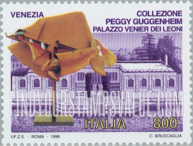 FindYourStampsValue: Italian Museums: Peggy Guggenheim Collection, Venier Dei Leoni Palace, Venice horizontal