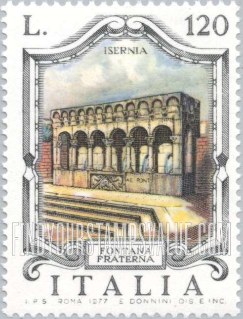 FindYourStampsValue: Fountain Type of 1973: Fraterna Fountain, Isernia