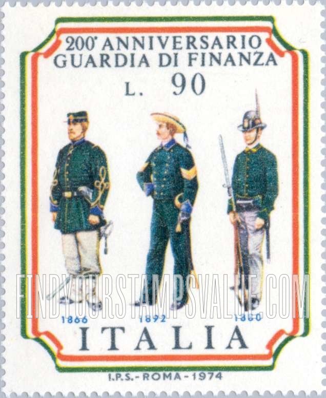 FindYourStampsValue: Uniforms of Customs Service: Customs Guards, 1866, 1880 and Naval Marshal, 1892