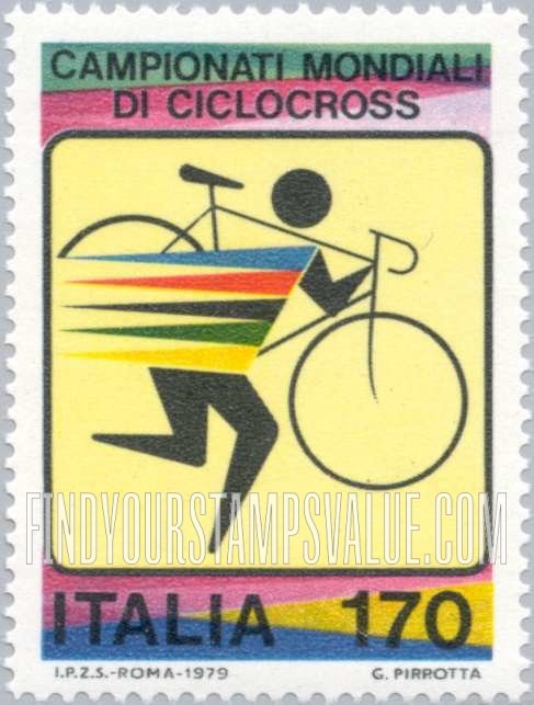 FindYourStampsValue: Bicyclist Carrying Bike
