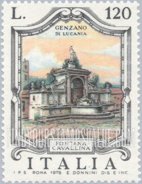 FindYourStampsValue: Fountain Type of 1973: Cavallina Fountain, Genzano di Lucania