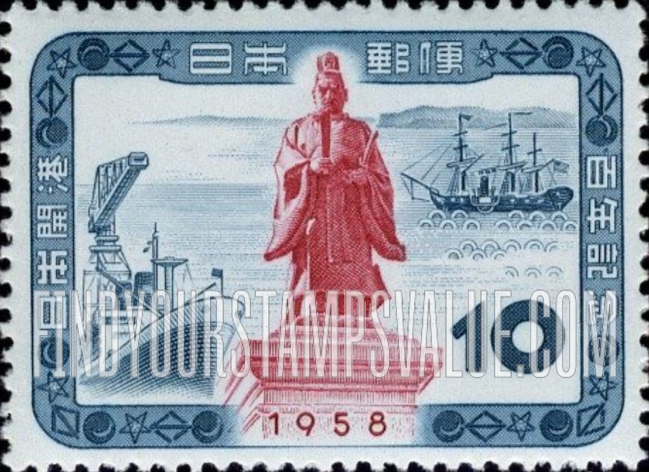 FindYourStampsValue: Statue of Li Naosuke and Harbor - 井伊直弼の銅像と港