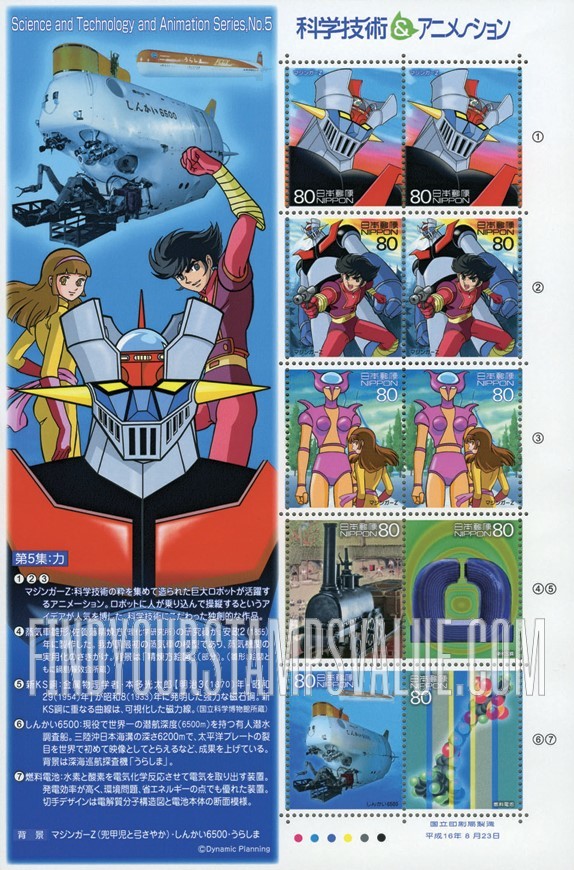 FindYourStampsValue: Science, Technology and Animation - 科学技術とアニメーション５集