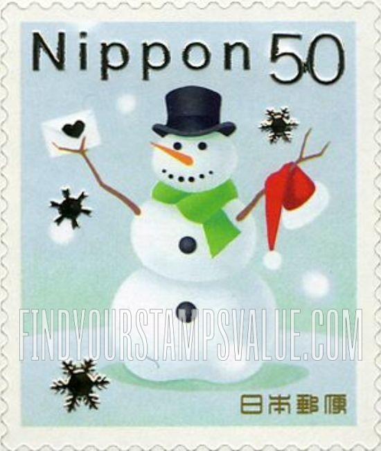 FindYourStampsValue: Greetings Winter 2005: Snowman - 05年冬のグリーティング：雪だるま