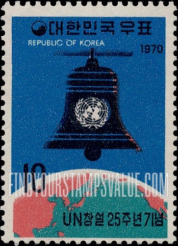 FindYourStampsValue: Freedom Bell, UN Emblem over Globe