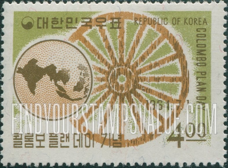 FindYourStampsValue: Globe and Wheel - 지구와 바퀴