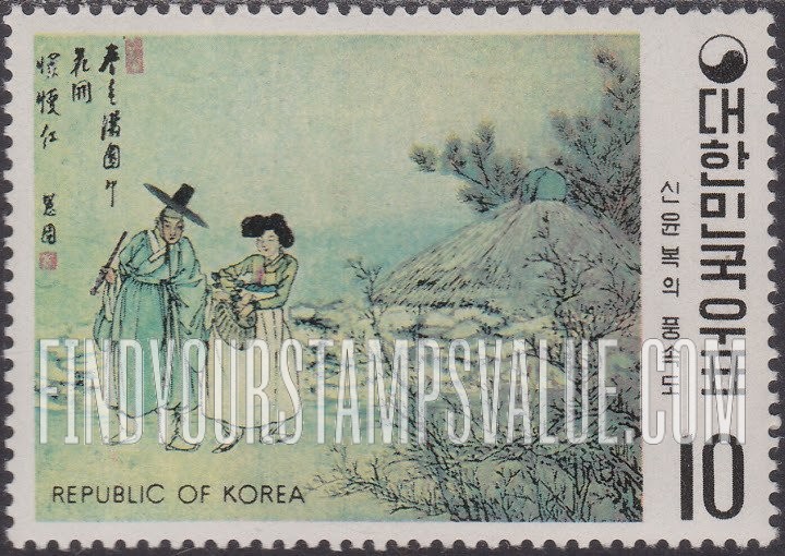 FindYourStampsValue: Man and Woman on the Road, by Shin Yun-bok - 월하정인도 (신윤복)