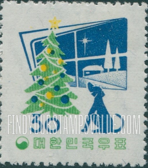FindYourStampsValue: Christmas Tree, Window and Dog - 크리스마스트리, 창문과 개