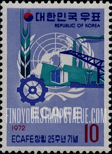 FindYourStampsValue: UN Emblem, Agriculture and Industry - 유엔 마크와 농공