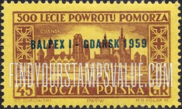 FindYourStampsValue: Olsztyn: Overprinted in Blue