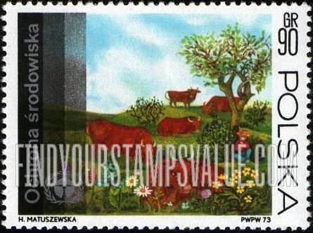 FindYourStampsValue: Human Environment Emblem and: Grazing cows