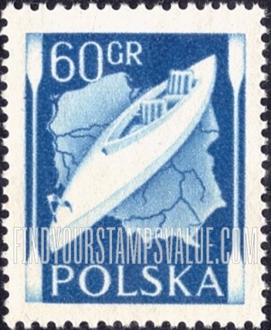 FindYourStampsValue: Map of Poland & canoe