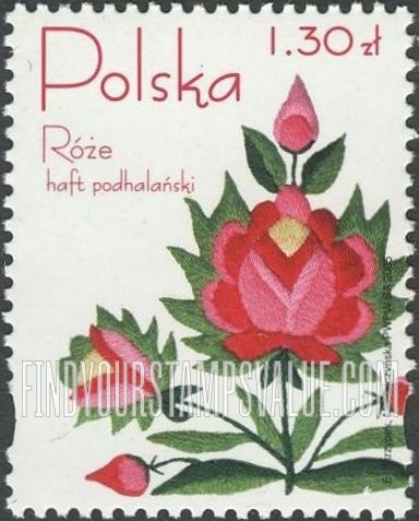 FindYourStampsValue: Embroidered roses from Podhale region