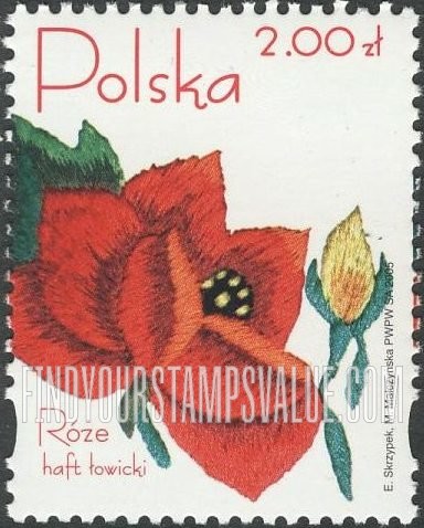 FindYourStampsValue: Embroidered roses from Lowicz region