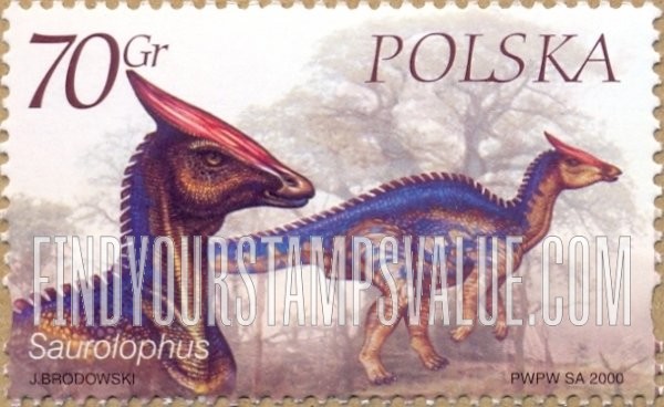 FindYourStampsValue: Dinosaurs: Saurolophus