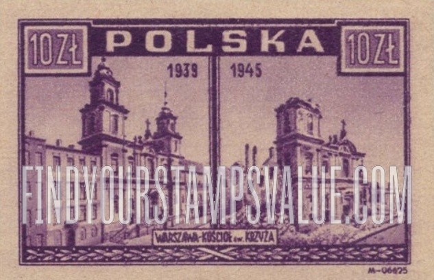 FindYourStampsValue: Views of Warsaw, 1939 and 1945: Holy Cross Church