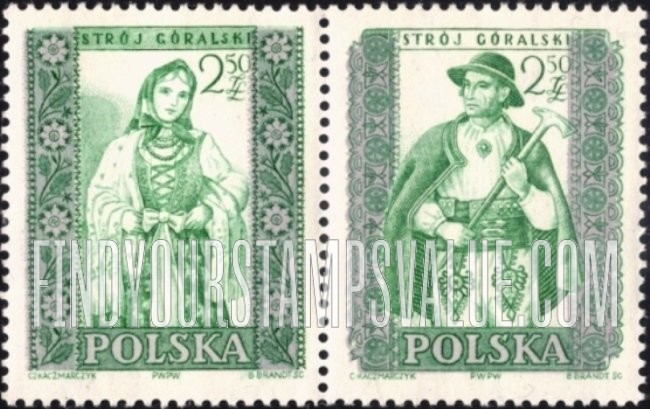 FindYourStampsValue: Regional Costumes: Man and Woman from Mountain people