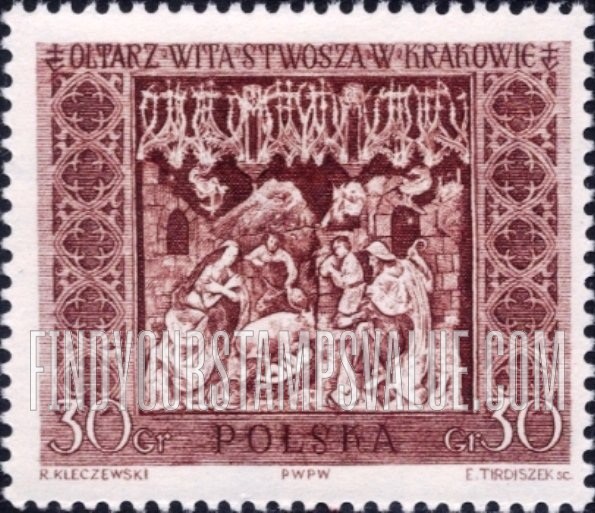 FindYourStampsValue: Carvings by Veit Stoss, St. Mary’s Church, Cracow: Nativity