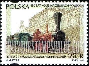 FindYourStampsValue: Polish Railways, 150th Anniversary: Warsaw-Vienna steam train, 1945