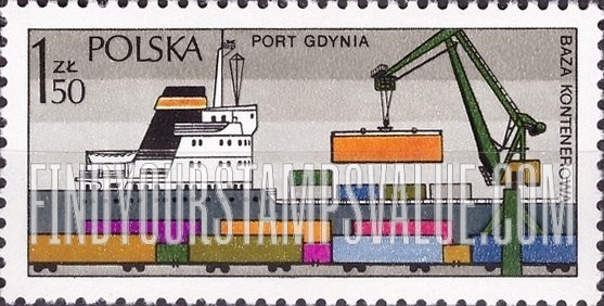 FindYourStampsValue: Polish Ports: Loading containers, Gdynia