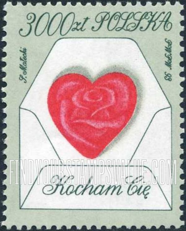FindYourStampsValue: Heart on envelope