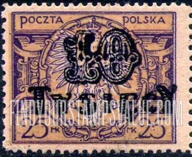 FindYourStampsValue: Polish Eagle: Surcharged