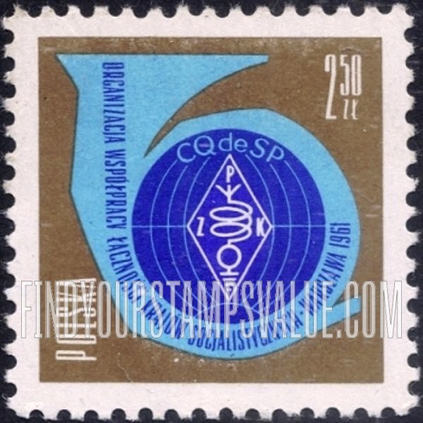 FindYourStampsValue: Post horn and Conference emblem, globe