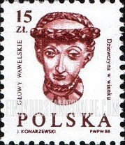 FindYourStampsValue: Wawel Heads Type of 1984-85: Woman wearing a wreath