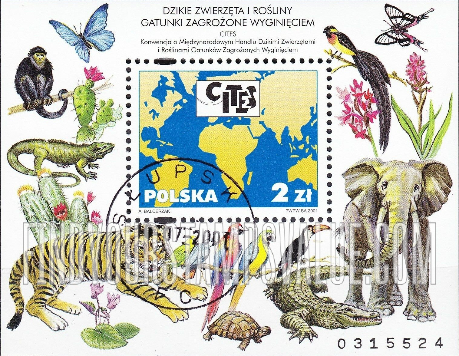 FindYourStampsValue: Endangered Flora and Fauna: World map