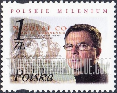 FindYourStampsValue: Millennium: Astronomers Nicolaus Copernicus and Aleksander Wolszczan, text from De Revolutionibus Orbium Coelestium, by Copernicus