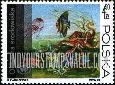FindYourStampsValue: Human Environment Emblem and: Underwater fauna and flora