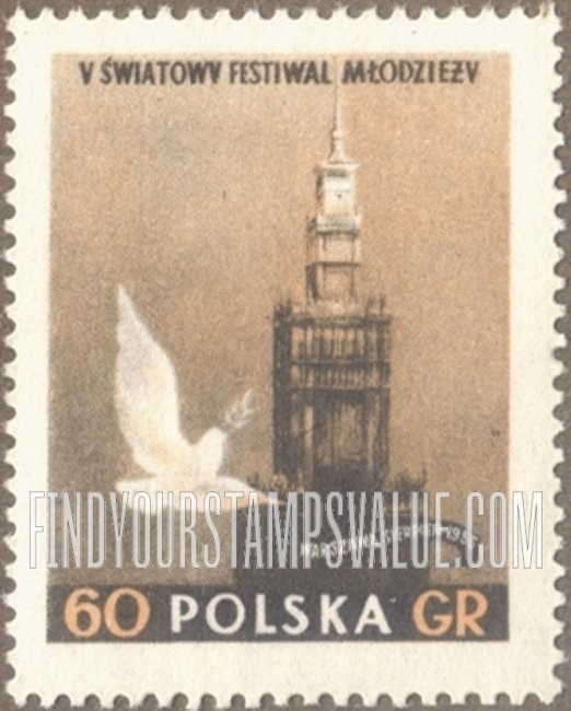 FindYourStampsValue: Dove & Tower of Palace of Science & Culture