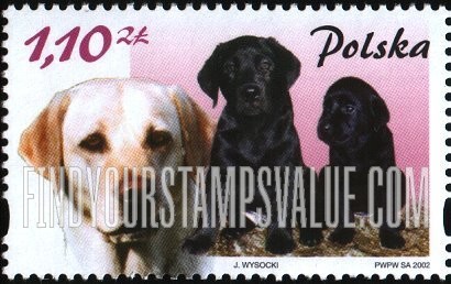 FindYourStampsValue: Mammals and Their Young: Dog (purple denomination)