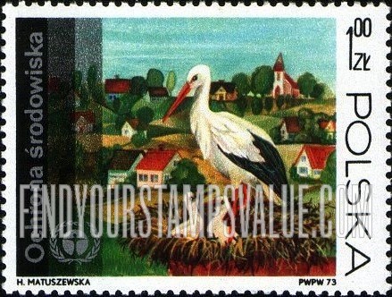 FindYourStampsValue: Human Environment Emblem and: Stork’s nest