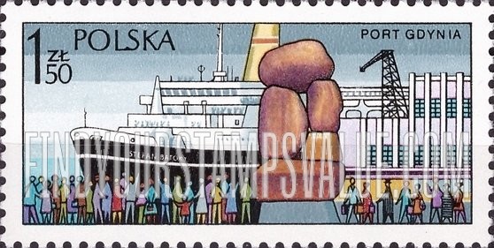 FindYourStampsValue: Polish Ports: “Stefan Batory” and “People of the Sea” monument, Gdynia