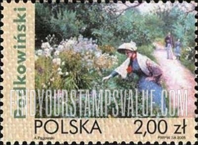 FindYourStampsValue: Paintings by Polish Impressionists: Gooseberry Bushes, by W. Podkowinski