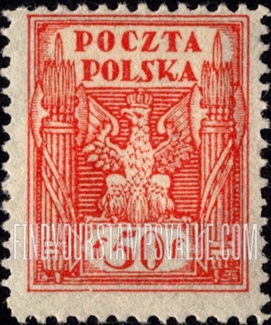 FindYourStampsValue: Eagle and Fasces, Symbolical of United Poland: Type of 1919