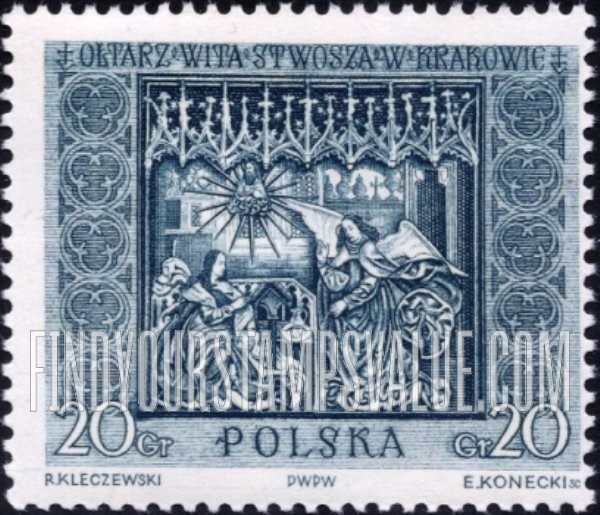 FindYourStampsValue: Carvings by Veit Stoss, St. Mary’s Church, Cracow: The Annunciation