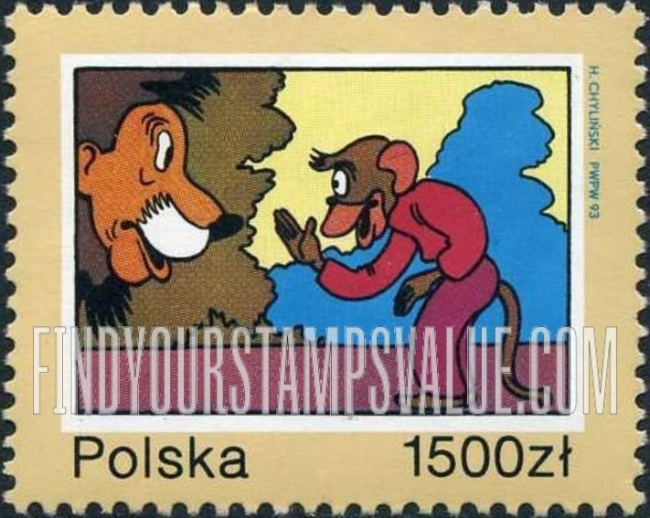 FindYourStampsValue: Kornel Makuszymski, 40th Death Anniversary: Lion, monkey