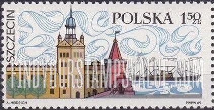 FindYourStampsValue: Castle of the Dukes of Pomerania & ship, Szczecin