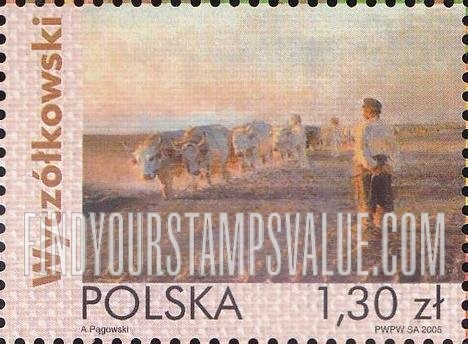 FindYourStampsValue: Paintings by Polish Impressionists: Plowing in the Ukraine, by L. J. Wyczolkowski