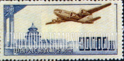 FindYourStampsValue: AIR POST: Mail Plane and Temple of Heaven - 航空邮件: 邮件飞机和天坛
