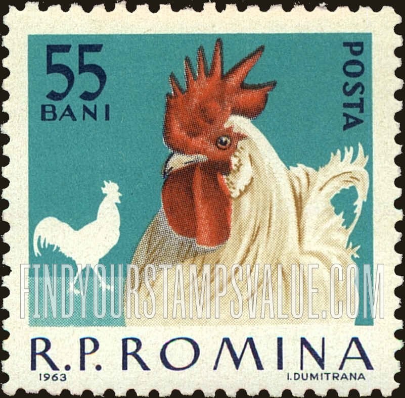 FindYourStampsValue: Domestic poultry: White cock