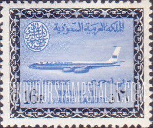 FindYourStampsValue: AIR POST: Saudi Airline Boeing 720-B Jet - البريد الجوّي: طائرة بوينغ 720 التّابعة للخطوط الجويّة السعودية